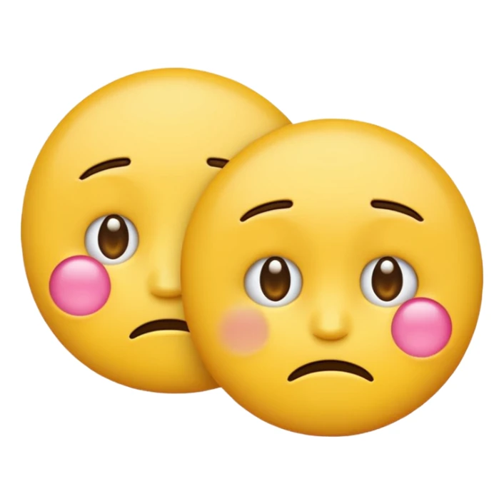 two emojis not happy stuck together no pink cheeks sticker