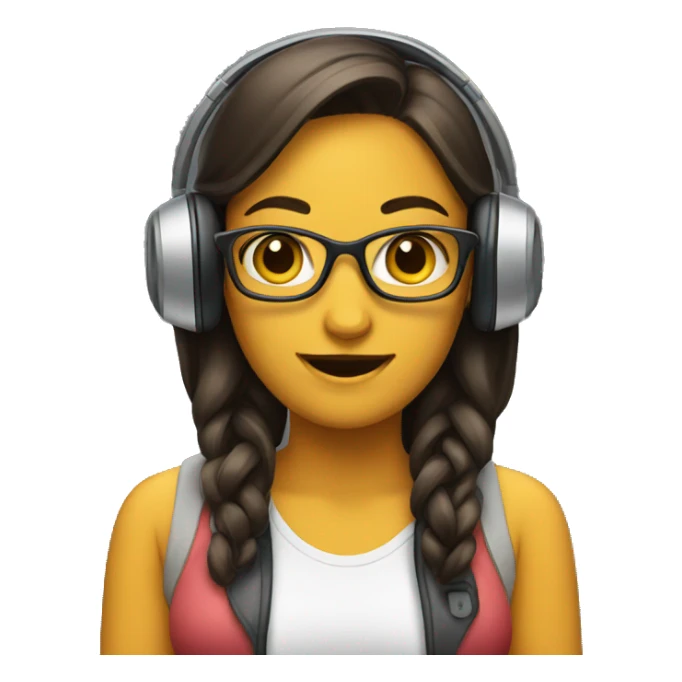 A women, with headphone and a phone sticker