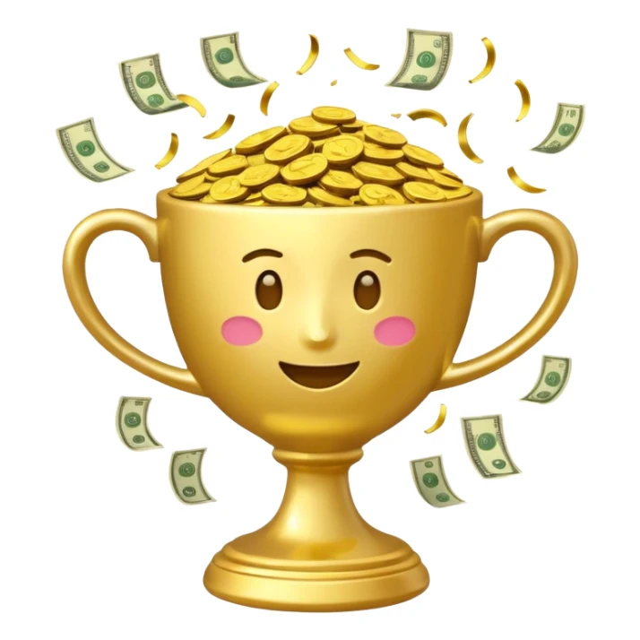 a winnig cup with money symbol emoji sticker