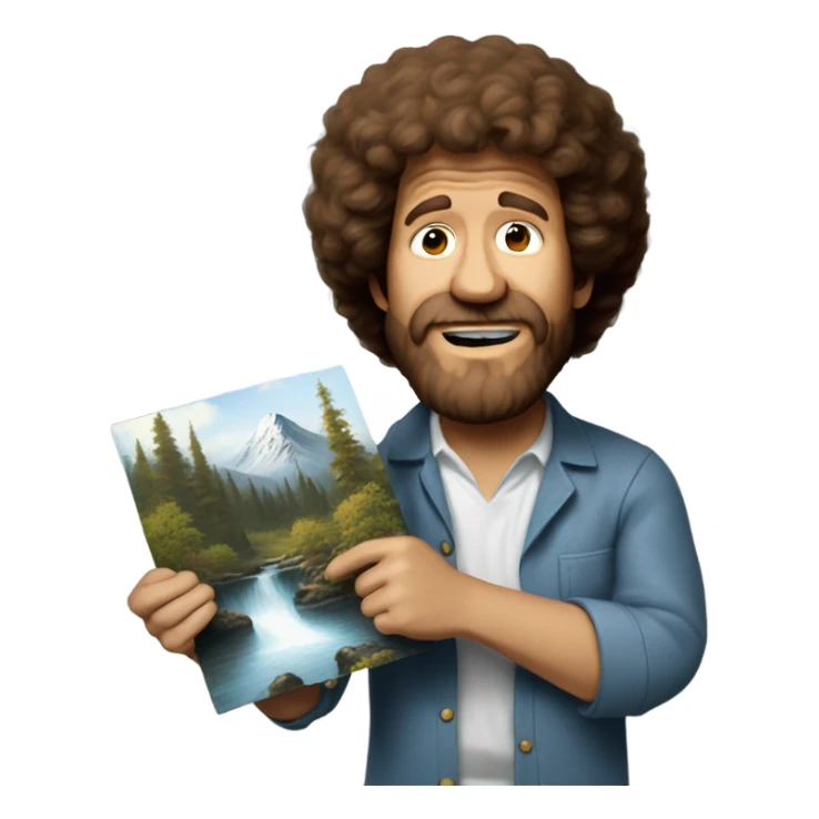 bob ross holding painting and crying sticker