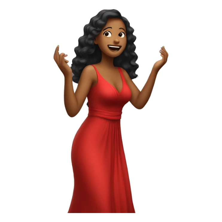 beautiful girl in a long red dress singing  sticker