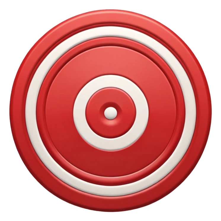 bullseye target with classic red and white rings, simple, centered, no text sticker
