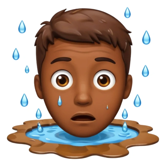 apple style emoji of a man with his face in a puddle after falling sticker