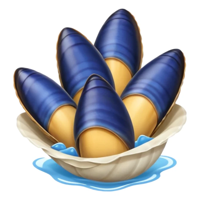 simple cartoon emoji of 3 open mussels sticker
