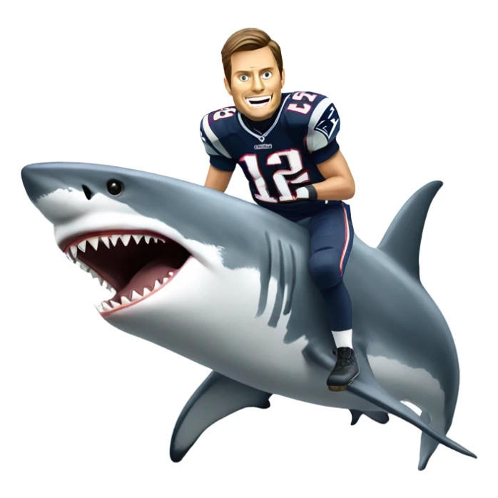 Tom Brady on a great white shark  sticker