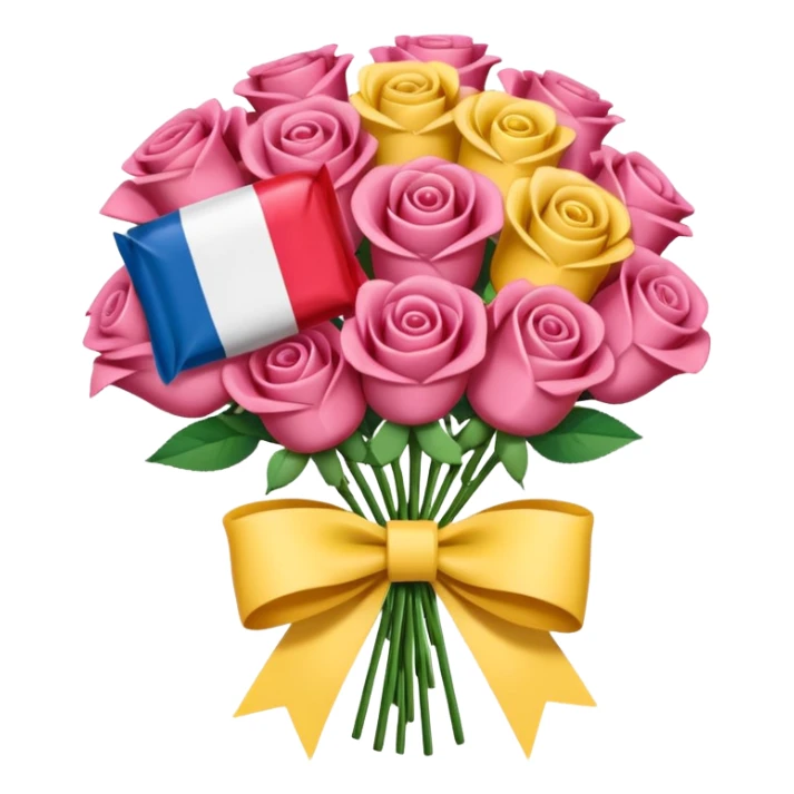 SPAM MEAT rose bouquet wrapped in french flag bow sticker