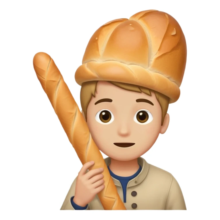 boy getting bonked on the head with a baguette stick sticker