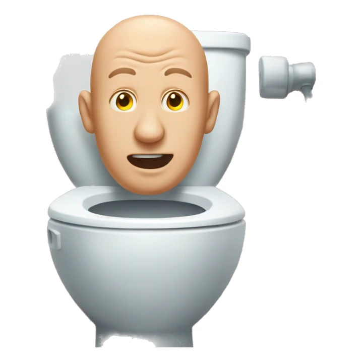 Bald man’s head popping out of a toilet sticker