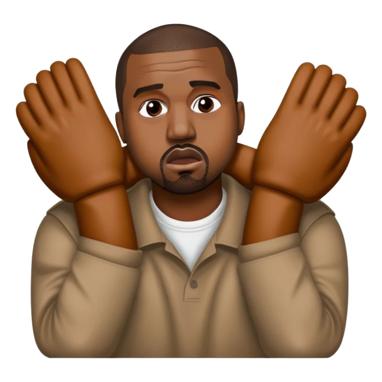 Kanye west chocking himself, both hands around his own neck sticker