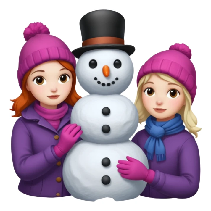 Virginia Poe and Maria Clemm building a snowman sticker