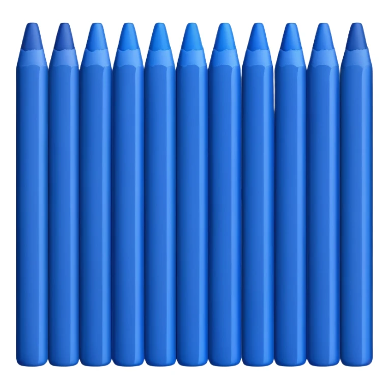 Eleven blue crayons arranged in a neat row sticker