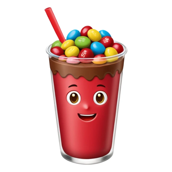 Un vaso cubierto de chocolate arriba fresas y mym sticker