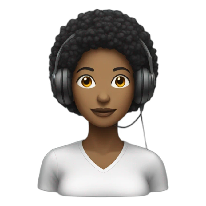 Black woman with Afro hair and headphones on sticker