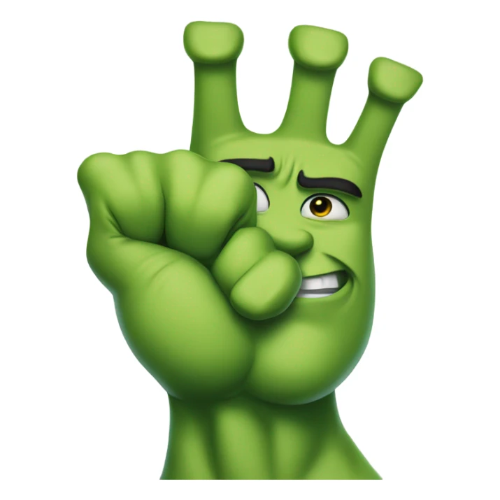 Hulk holding index finger and middle finger up (peace sign) sticker