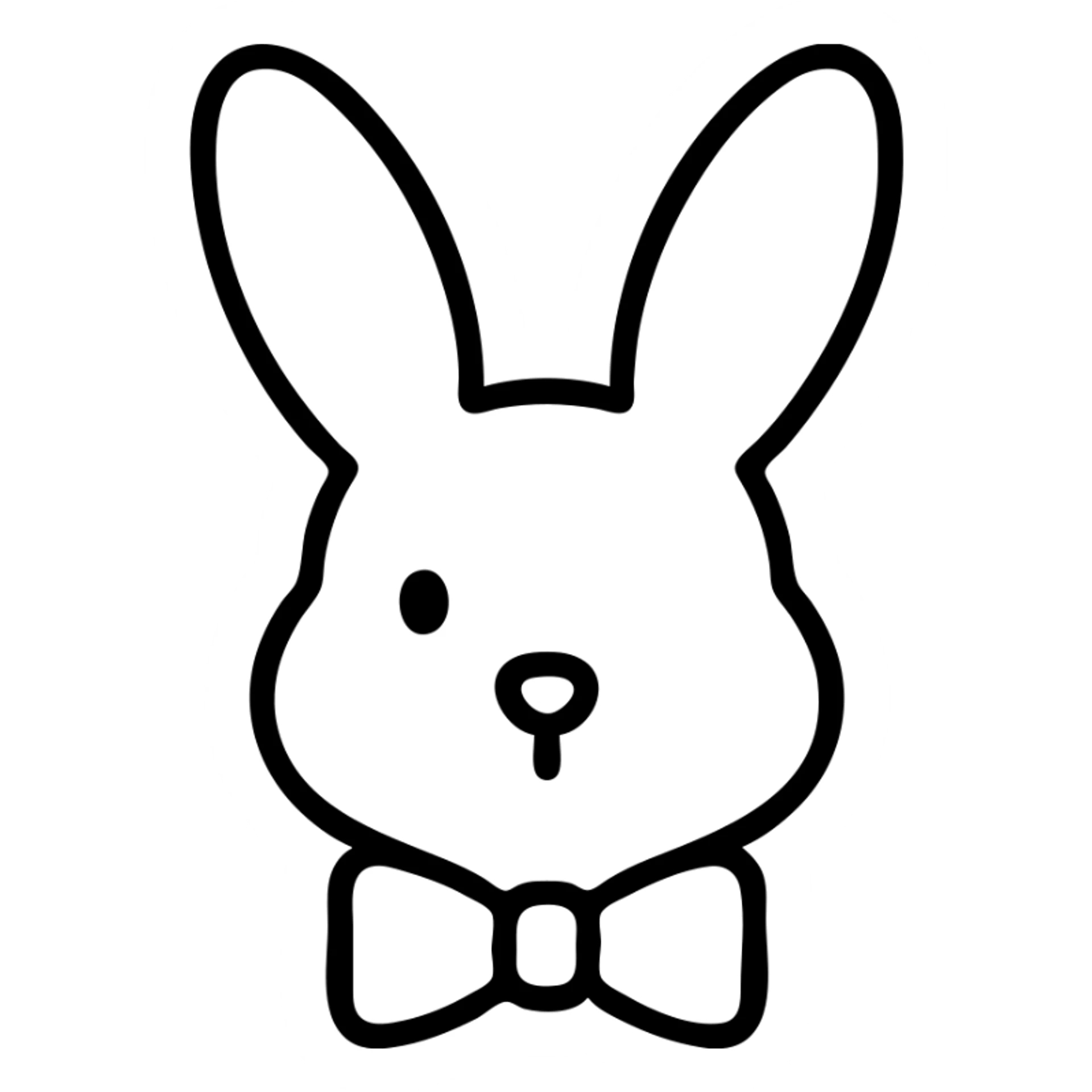 outlined icon of a bunny with a bow tie, minimal and clean sticker