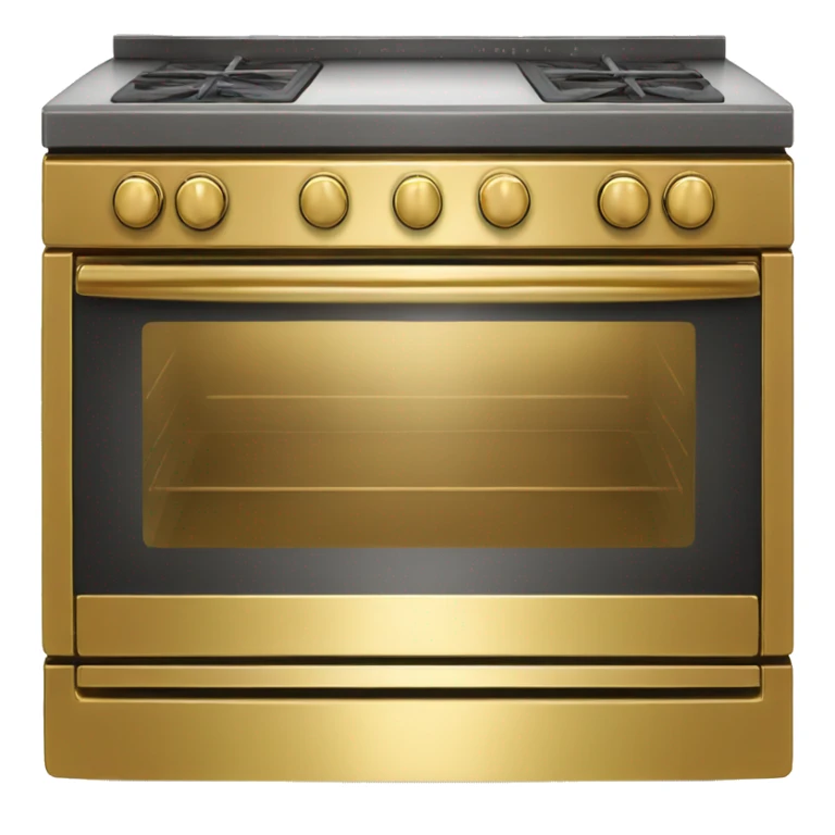 Realistic front facing shiny gold stove top oven. sticker