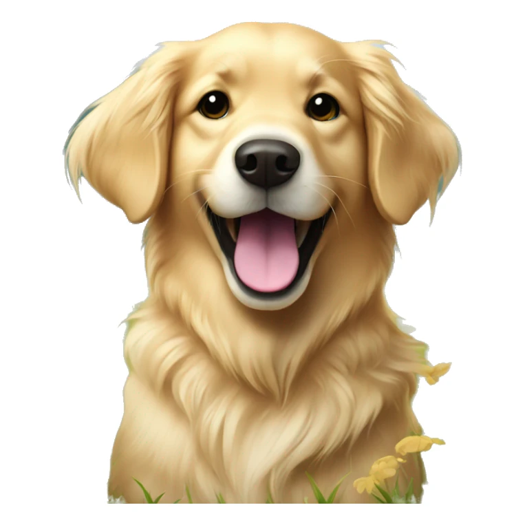playful golden retriever enjoying nature sticker