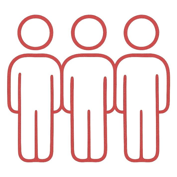 3 red faceless people standing next to each other sticker
