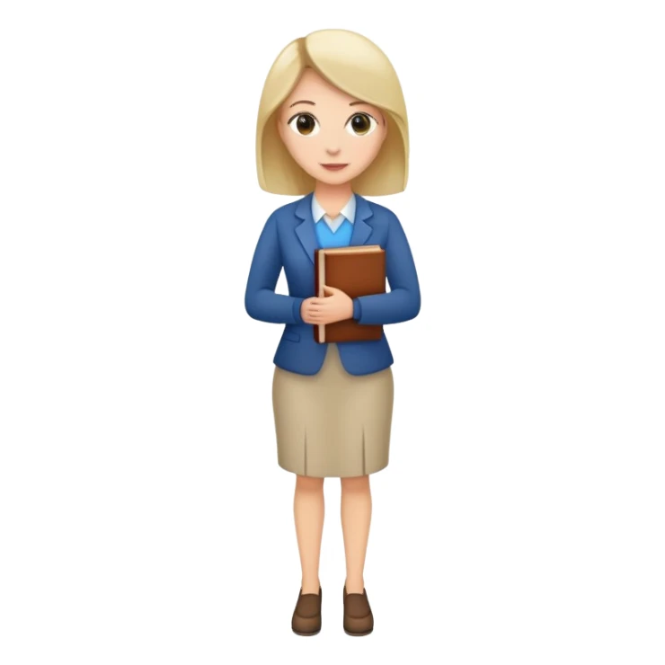 full body female teacher standing with book sticker