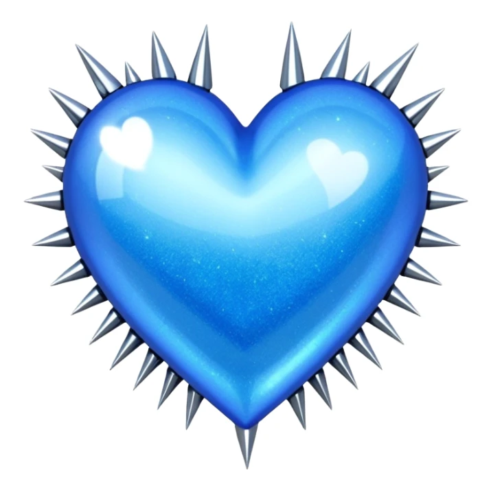 blue glittery heart with chrome spikes sticker