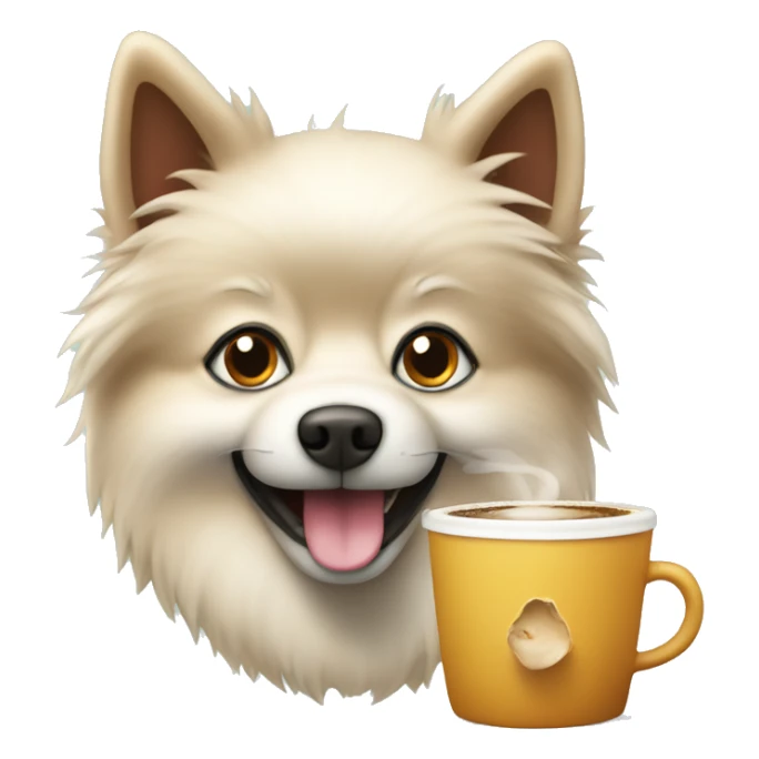 Spitz with cup of coffe sticker