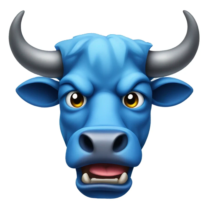 Angry blue bull head with sticking out tongue sticker