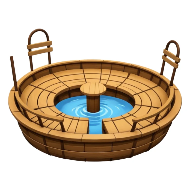 round boat with several seats around the perimeter sticker