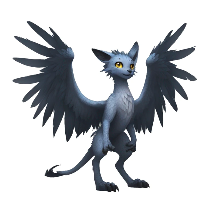 Anthro cool edgy Trico winged animal hybrid full body sticker