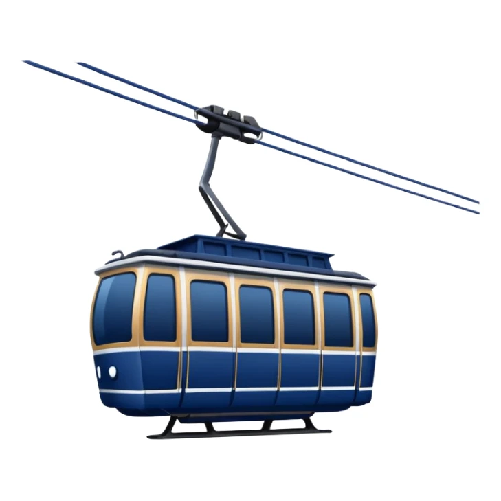 create a cablecar emoji in winter. make it navy dark blue. no yellow. and add the words in white: Lenk  sticker