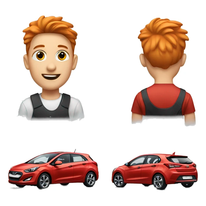 Boy with red mullet driving a white Hyundai i30 sticker