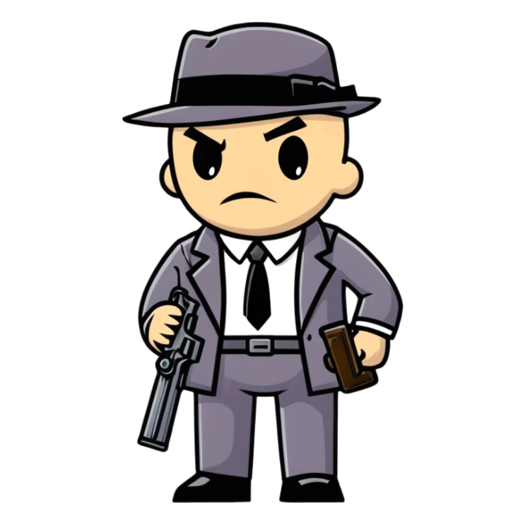 mafia gangster with tommy gun sticker