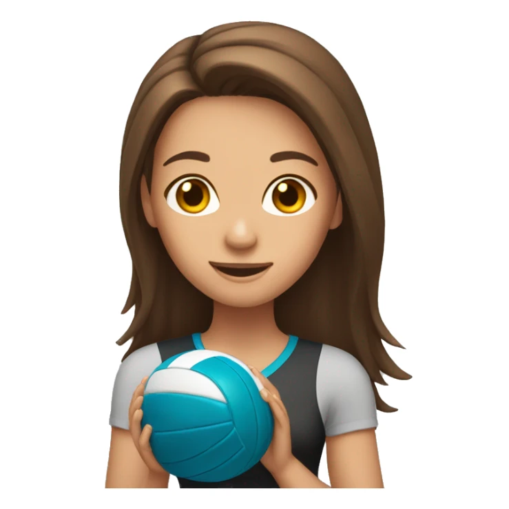long brown hair girl holding a volleyball sticker