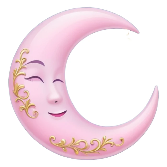 Rosy shiny glossy sparkly romantic pastel crescent damask moon sticker
