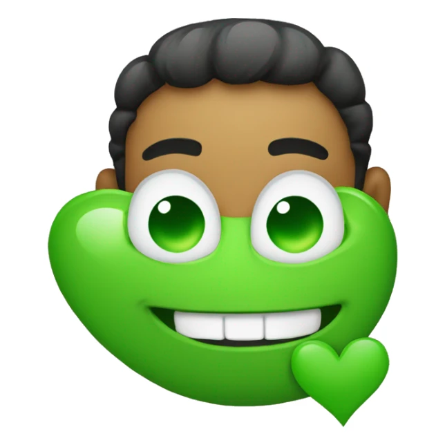 Smile emoji green hearts sticker