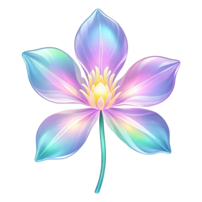 Pastel iridescent transparent bio-luminescent flower sticker