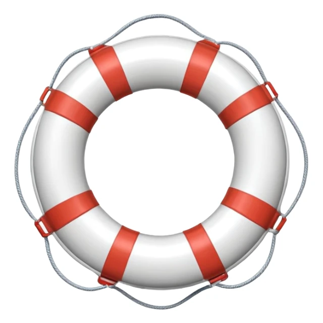 lifebuoy object icon, red and white float ring, glossy plastic, 3D cartoon, soft shadow, mobile game icon style, centered, clean background, no text, no watermark
 sticker
