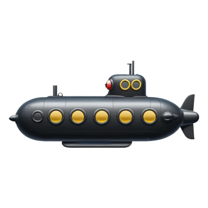 can you generate an emoji of a small black submarine with only two portholes? sticker