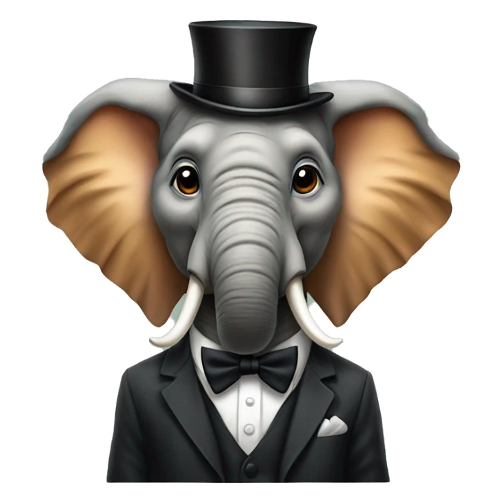 elephant with a tiger striped bow tie and top hat sticker