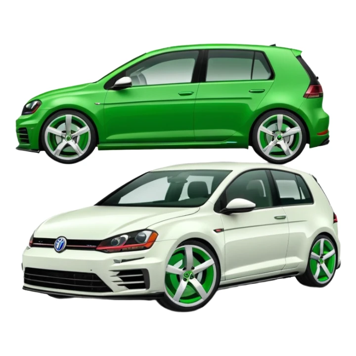 peut tu me faire une golf R verte flash avec des roue blanche  sticker
