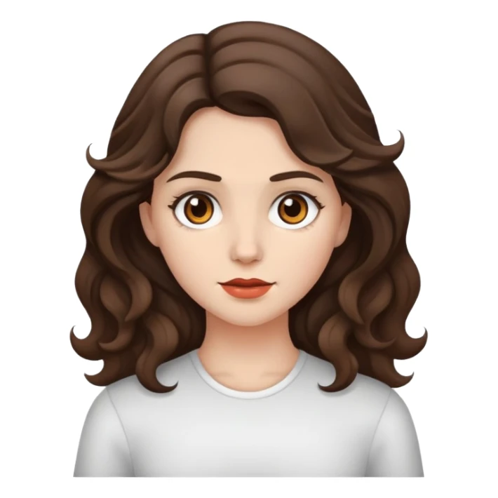 "final girl" brunette, wavy hair, brown eyes, white sticker