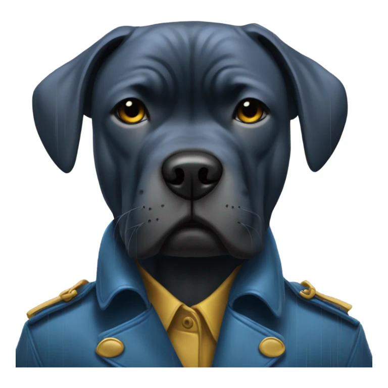  A CaneCorso crying in the rain in a blue and gold trench coat. sticker