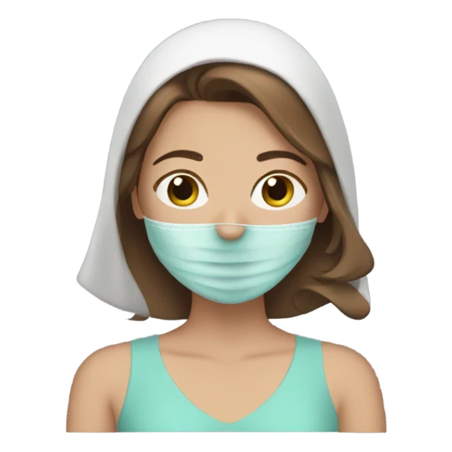 Girl. Brown hair. Mask routine  sticker