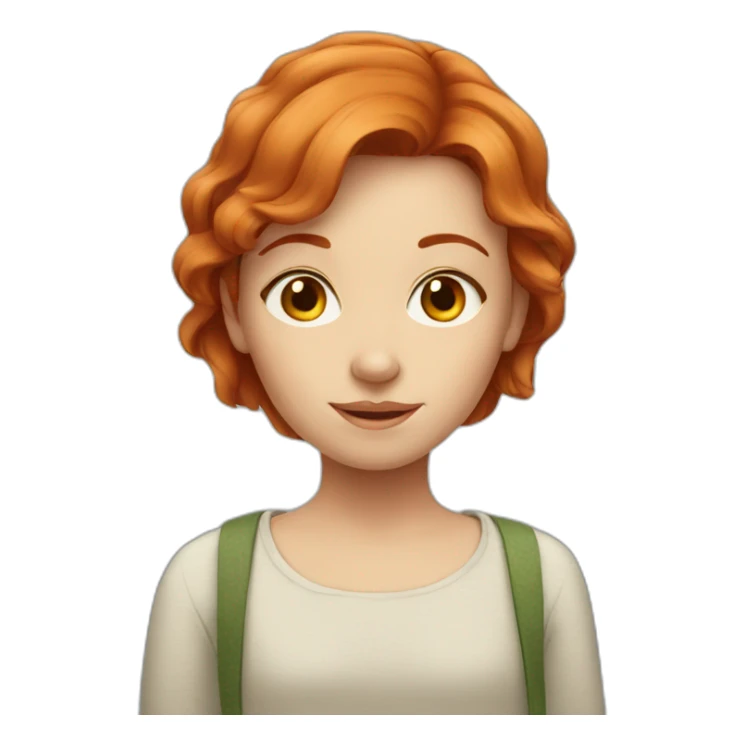 Red-haired girl with a child's face sticker