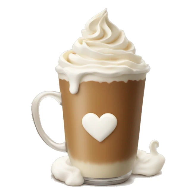chai latte with a heart and whipped cream sticker