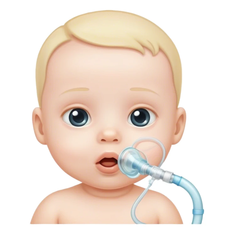 bebe com tubo na boca para respirar sticker