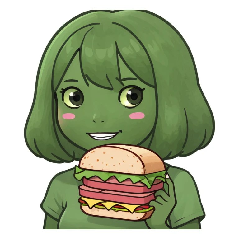 kawaii girl with spam meat sandwich  sticker