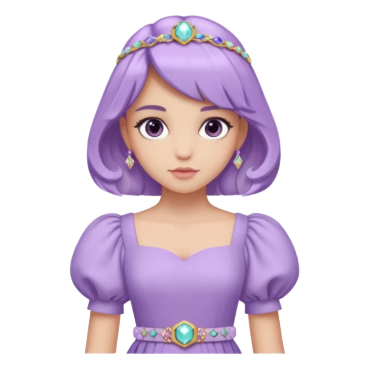 A pastel purple dress with puffed sleeves and gemstone belt.




























 sticker