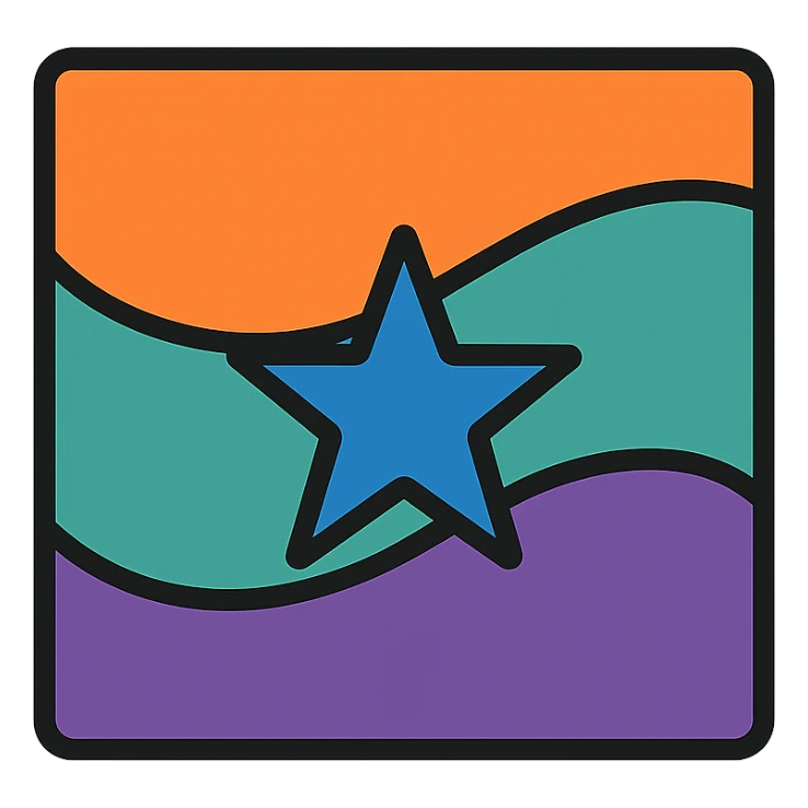 new flag for Syria, featuring abstract art elements and a unique color palette, flat icon style sticker