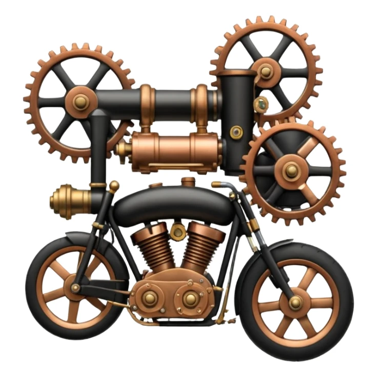 Tandem wheel steamer engine motorcycle (two wheels in the back, one in front of the other) sticker