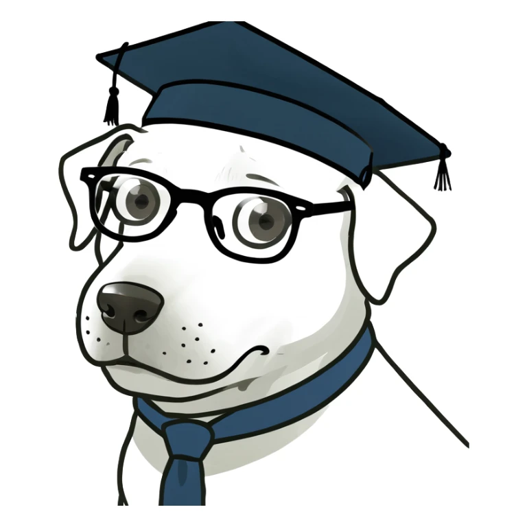dog in a professor's hat and glasses sticker